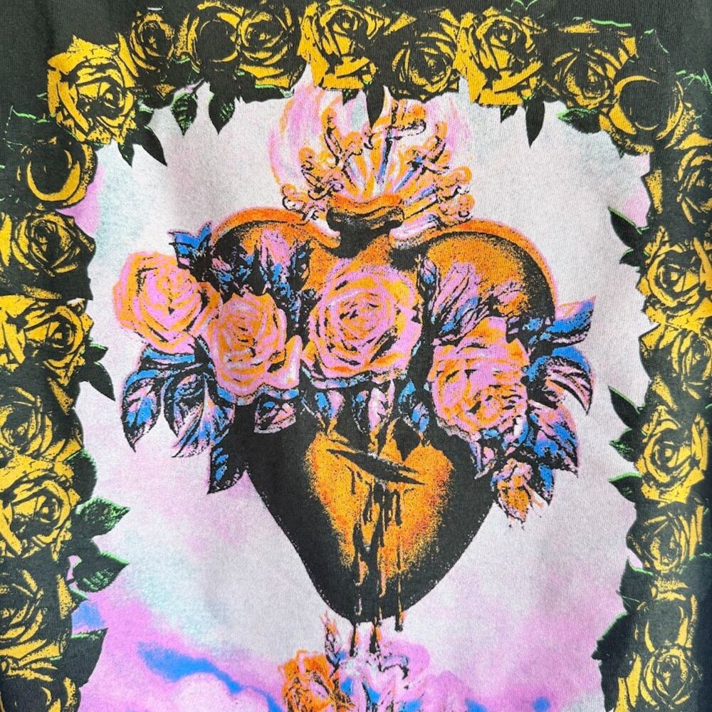 Feels So Good Graphic Print Sacred Heart Milagro Tee Shirt in Black size M - Picture 4 of 10